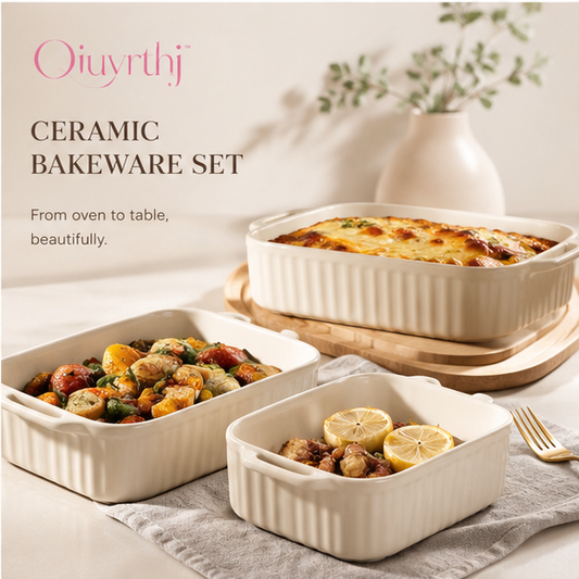 Oiuyrthj™ Ceramic Bakeware Dish Set for Oven-to-Table Serving